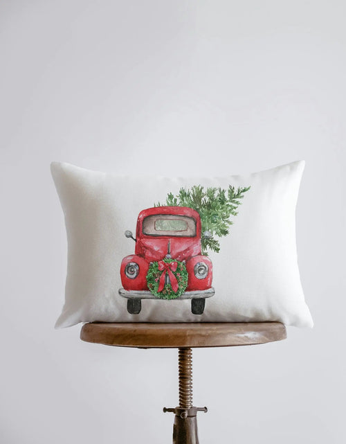 Load image into Gallery viewer, Red Christmas Truck | 18x12 | Wreath Pillow Cover | Red Truck | Christmas Decor | Throw Pillow | Home Decor | Room Decor | Sister Gift by UniikPillows

