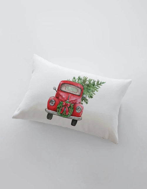 Load image into Gallery viewer, Red Christmas Truck | 18x12 | Wreath Pillow Cover | Red Truck | Christmas Decor | Throw Pillow | Home Decor | Room Decor | Sister Gift by UniikPillows

