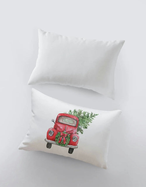 Load image into Gallery viewer, Red Christmas Truck | 18x12 | Wreath Pillow Cover | Red Truck | Christmas Decor | Throw Pillow | Home Decor | Room Decor | Sister Gift by UniikPillows
