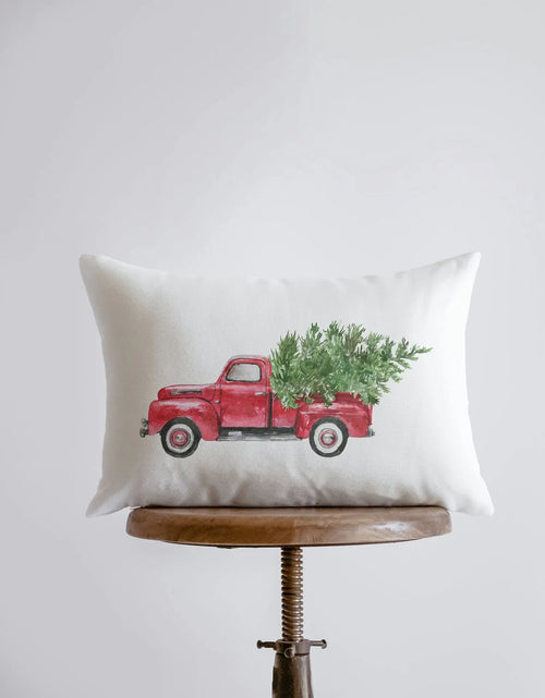 Load image into Gallery viewer, Red Christmas Truck | Christmas | 12x18 | Red Truck | Christmas Decor | Throw Pillow | Home | Christmas tree | Christmas Gifts by UniikPillows
