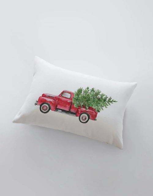 Load image into Gallery viewer, Red Christmas Truck | Christmas | 12x18 | Red Truck | Christmas Decor | Throw Pillow | Home | Christmas tree | Christmas Gifts by UniikPillows

