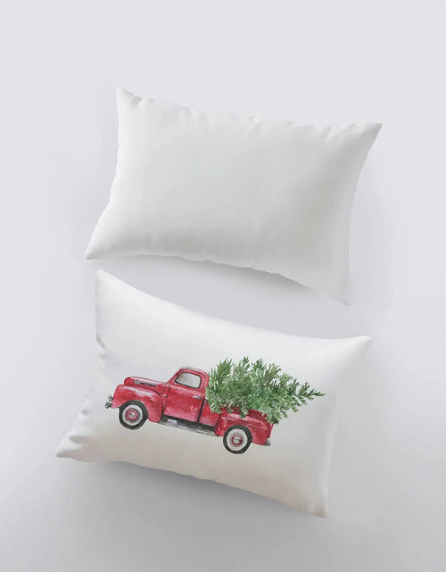 Load image into Gallery viewer, Red Christmas Truck | Christmas | 12x18 | Red Truck | Christmas Decor | Throw Pillow | Home | Christmas tree | Christmas Gifts by UniikPillows
