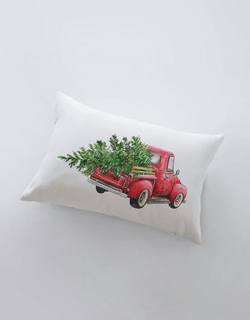 Load image into Gallery viewer, Red Christmas Truck Driving Away | Christmas | 12x18 | Red Truck | Christmas Decor | Throw Pillow | Home | Christmas tree | Christmas Gifts by UniikPillows
