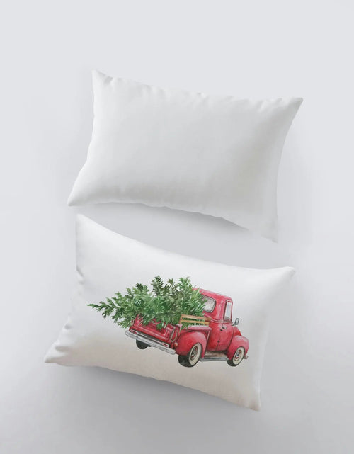 Load image into Gallery viewer, Red Christmas Truck Driving Away | Christmas | 12x18 | Red Truck | Christmas Decor | Throw Pillow | Home | Christmas tree | Christmas Gifts by UniikPillows
