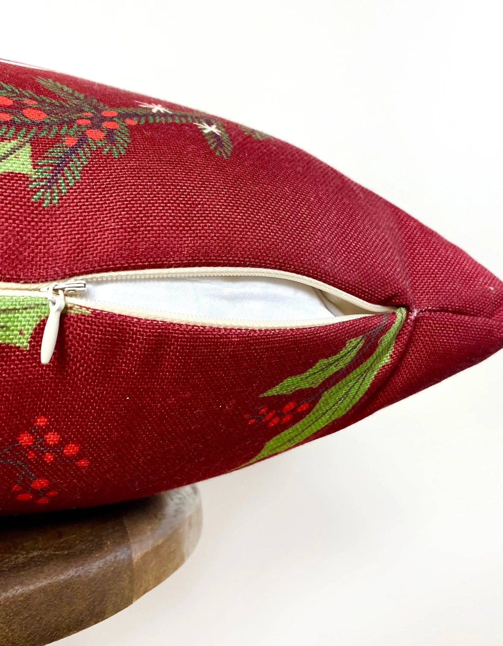 Red Happy Holiday Wreath Throw Pillow Cover | Rustic Christmas Decor | Christmas Gift | Home Decor Christmas | Decorative Pillows for Couch by UniikPillows