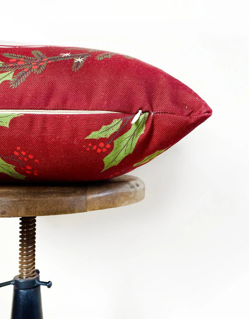 Load image into Gallery viewer, Red Happy Holiday Wreath Throw Pillow Cover | Rustic Christmas Decor | Christmas Gift | Home Decor Christmas | Decorative Pillows for Couch by UniikPillows
