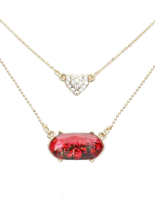 Load image into Gallery viewer, Heart Hexagon Bead Pendant Double Layered Necklace by Madeline Love
