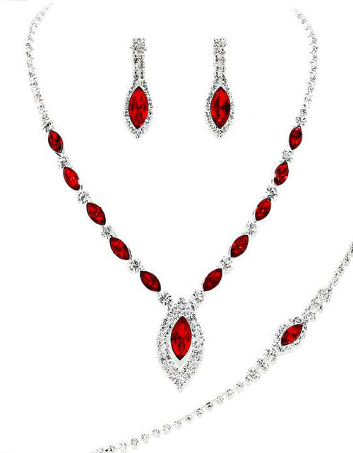 Load image into Gallery viewer, Marquise Rhinestone Necklace Jewelry Set by Madeline Love
