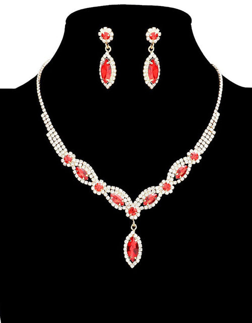 Load image into Gallery viewer, Marquise Stone Accented Rhinestone Necklace by Madeline Love
