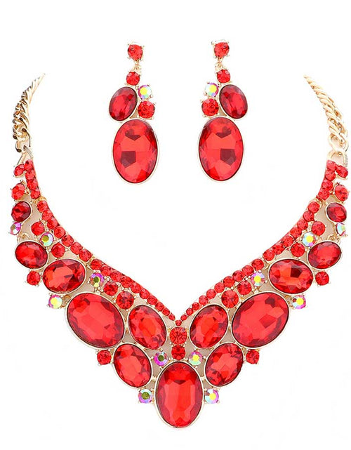 Load image into Gallery viewer, Oval Glass Crystal Evening Necklace by Madeline Love
