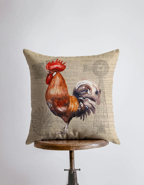 Load image into Gallery viewer, Red Rooster | Looking Left | Farmhouse Style | Pillow Cover | Farmhouse Modern Decor | Throw Pillow | Pillow | Rooster | Farm House Decor by UniikPillows
