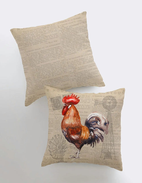 Load image into Gallery viewer, Red Rooster | Looking Left | Farmhouse Style | Pillow Cover | Farmhouse Modern Decor | Throw Pillow | Pillow | Rooster | Farm House Decor by UniikPillows
