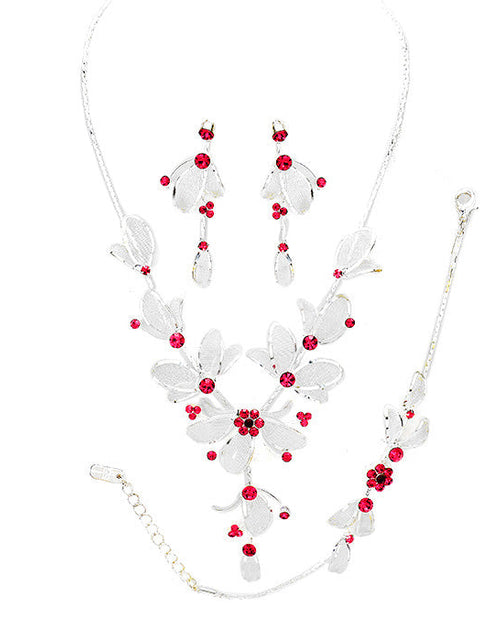 Load image into Gallery viewer, Stone Accented Metal Mesh Petal Jewelry Set by Madeline Love
