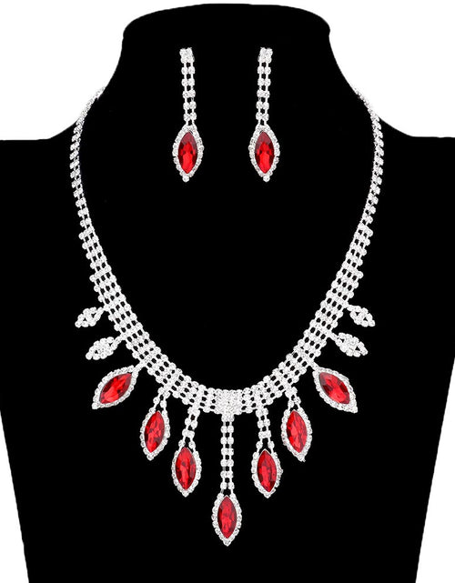 Load image into Gallery viewer, Marquise Stone Accented Rhinestone Necklace Earring Set by Madeline Love
