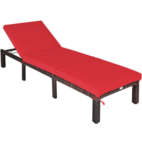 Load image into Gallery viewer, Outdoor Rattan Adjustable Cushioned Chaise-Red
