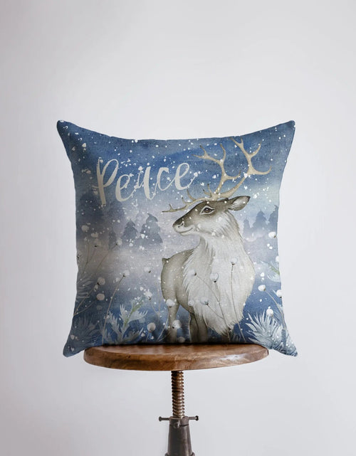 Load image into Gallery viewer, Reindeer Peace | Throw Pillows | Christmas Pillow | Thank you Gift | Christmas Gift | Gift for Her | Gift for Mom | Home Decor | Let it Snow by UniikPillows
