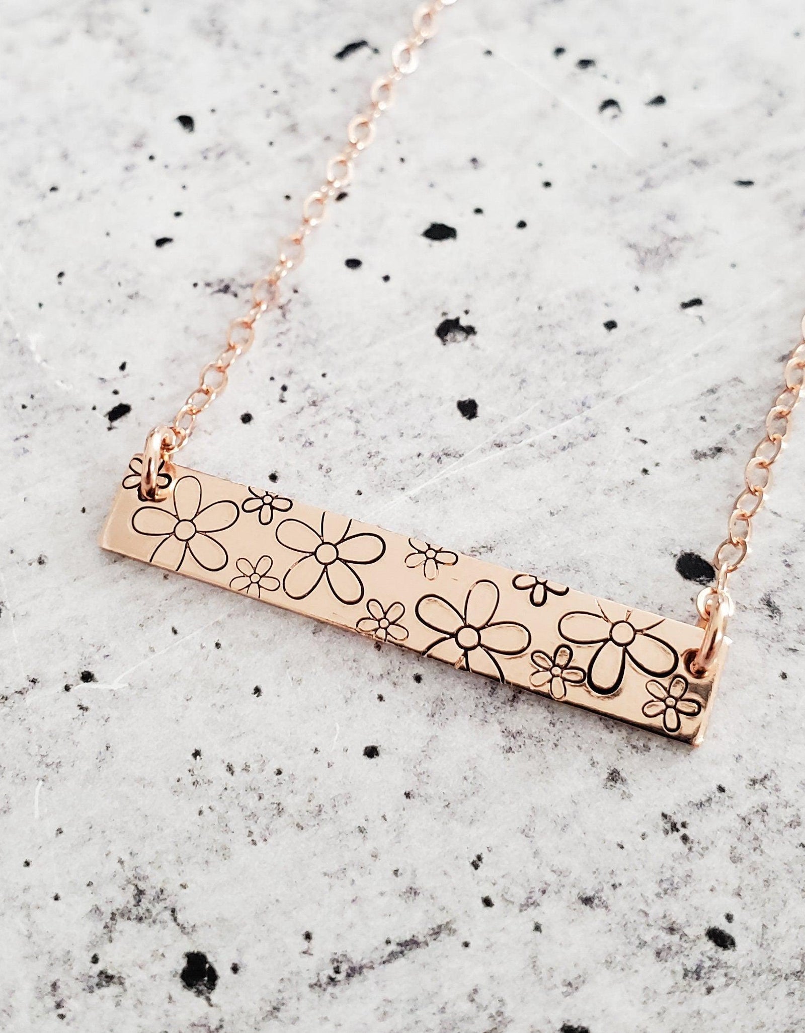 Retro Daisy Classic Bar Necklace by Salt and Sparkle