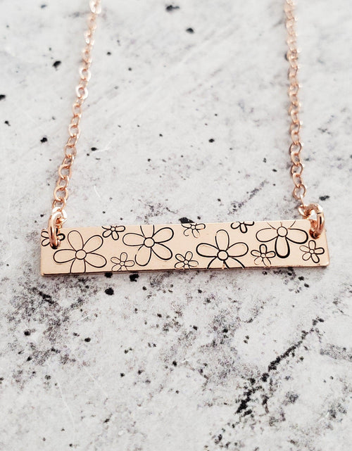 Load image into Gallery viewer, Retro Daisy Classic Bar Necklace by Salt and Sparkle
