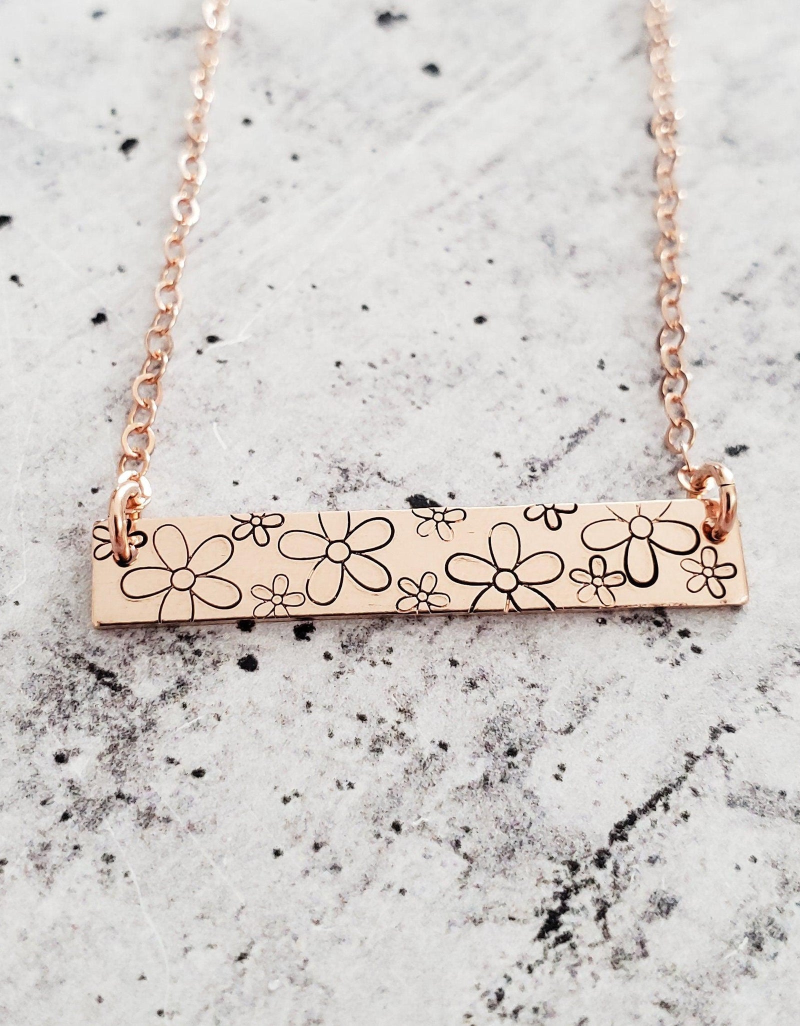 Retro Daisy Classic Bar Necklace by Salt and Sparkle