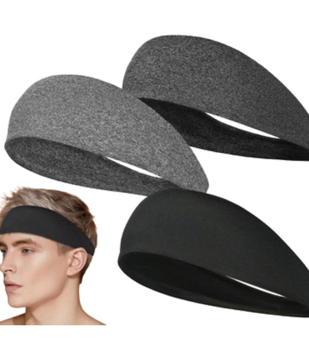 3x Mens Women Sweat Sweatband Headband Stretch Sports Head Band Yoga Gym Running