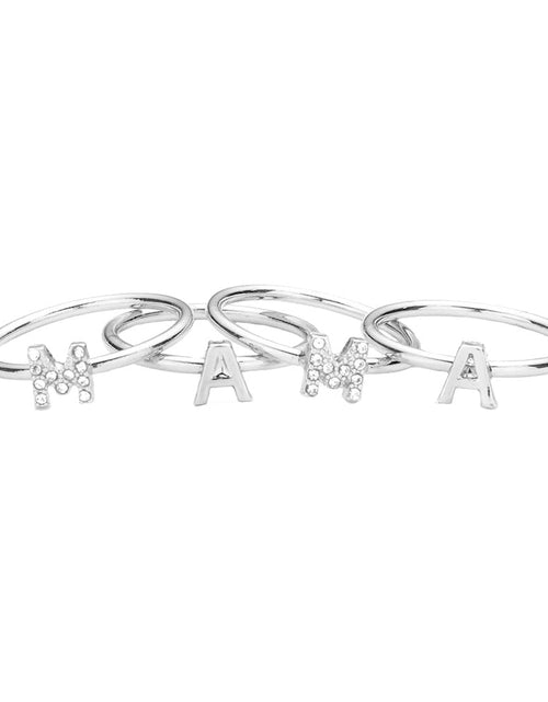 Load image into Gallery viewer, 4PCS MAMA Rhinestone Embellished Message Rings by Madeline Love
