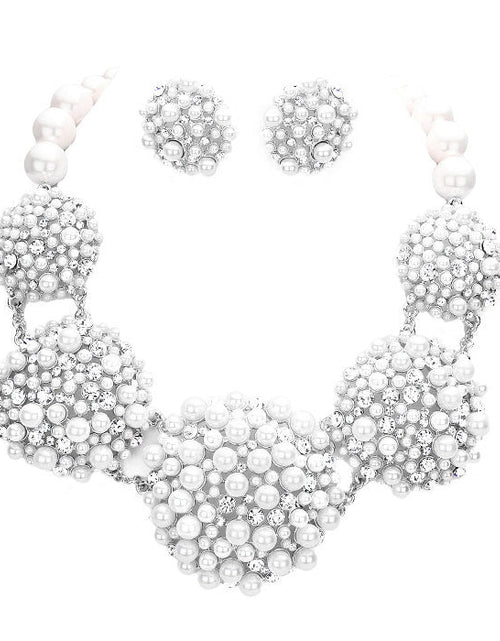 Load image into Gallery viewer, Bubble Stone Pearl Cluster Dome Link Necklace by Madeline Love
