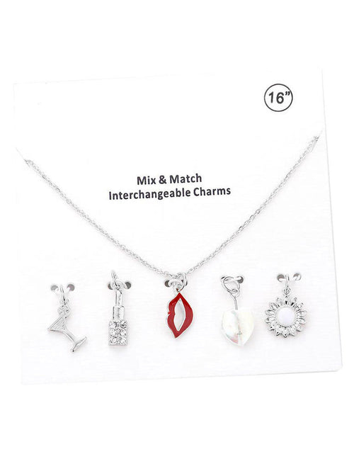 Load image into Gallery viewer, Cocktail Lipstick Heart Pearl Interchangeable Necklace by Madeline Love
