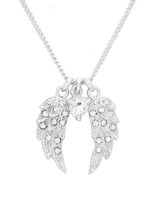 Load image into Gallery viewer, Crystal Wing Heart Bead Pendant Necklace by Madeline Love
