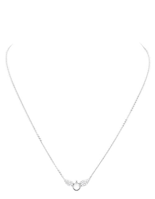 Load image into Gallery viewer, White Gold Dipped Cubic Zirconia Wings Pendant Necklace by Madeline Love
