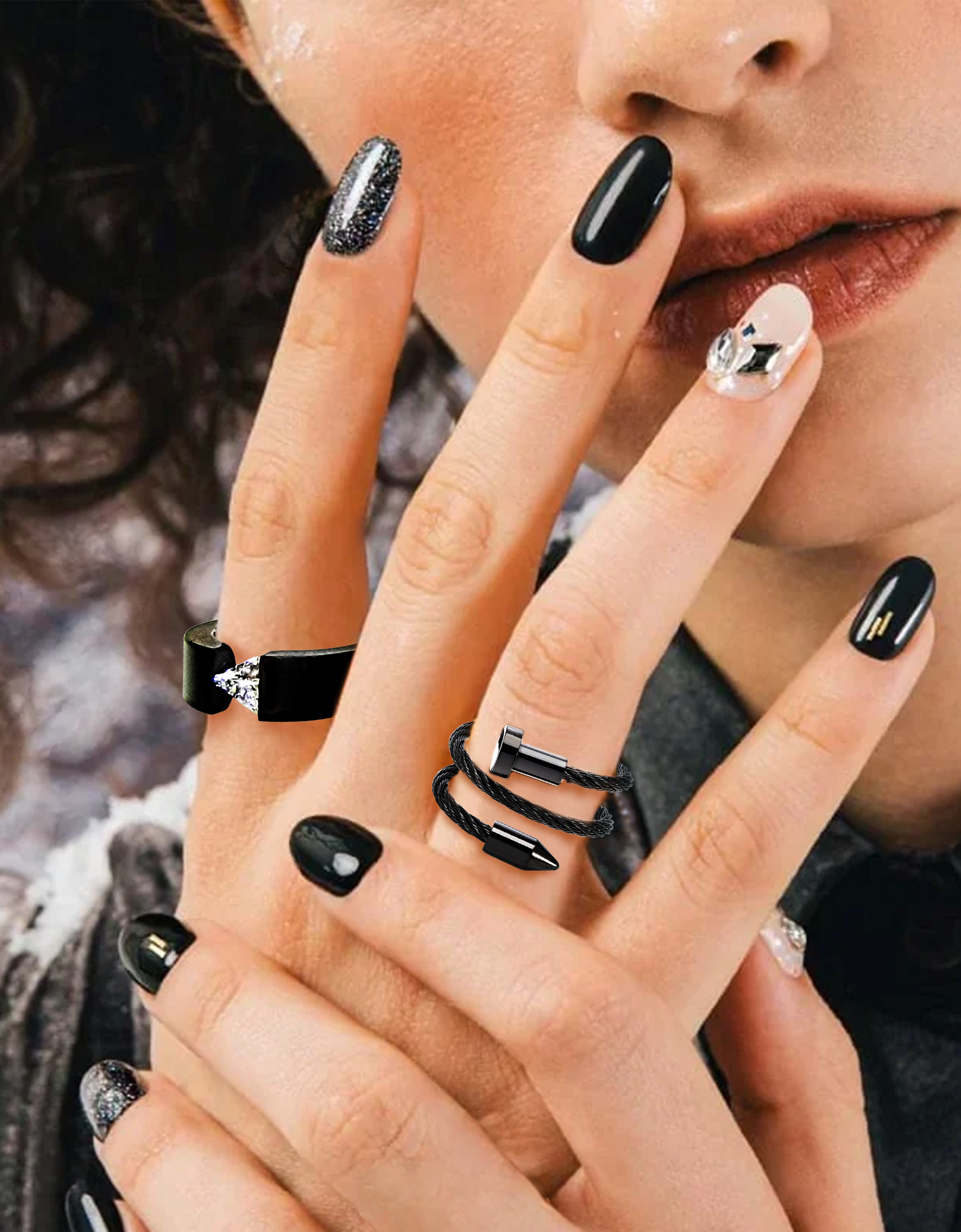 RG116B B.Tiff Black Pointe Cable Adjustable Ring by B.Tiff New York