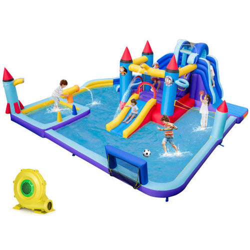 Load image into Gallery viewer, Rocket Theme Inflatable Water Slide Park with 1100W Blower
