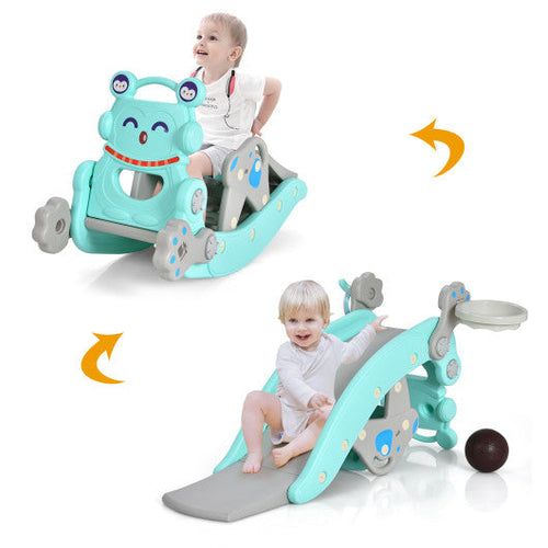 Load image into Gallery viewer, 4-in-1 Rocking Horse and Slide Set for Kids-Blue
