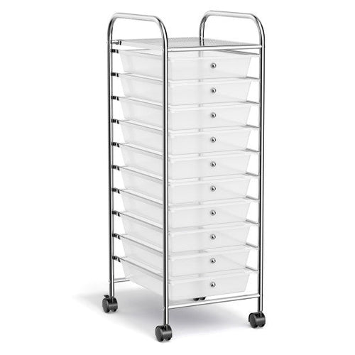 Load image into Gallery viewer, 10 Drawer Rolling Storage Cart Organizer with 4 Universal Casters-Clear
