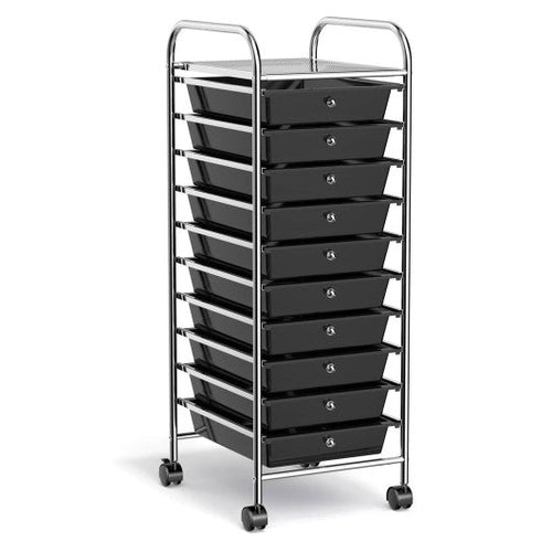 Load image into Gallery viewer, 10 Drawer Rolling Storage Cart Organizer with 4 Universal Casters-Black
