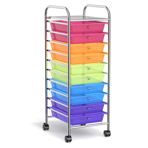 Load image into Gallery viewer, 10 Drawer Rolling Storage Cart Organizer with 4 Universal Casters-Color
