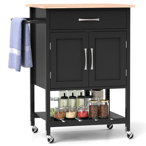 Load image into Gallery viewer, Rolling Kitchen Island Cart with Drawer and Towel Rack-Black
