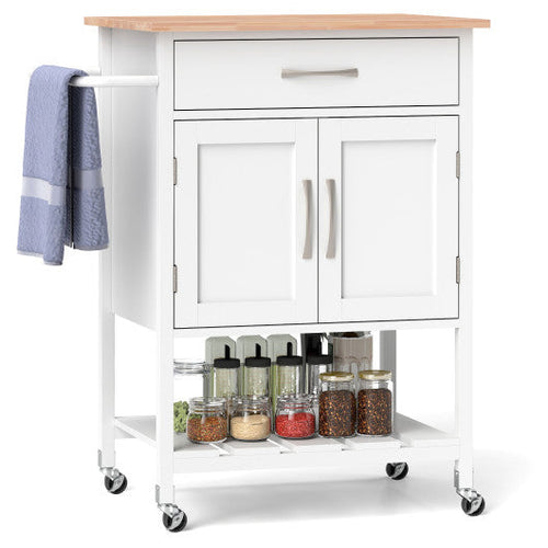 Load image into Gallery viewer, Rolling Kitchen Island Cart with Drawer and Towel Rack-White
