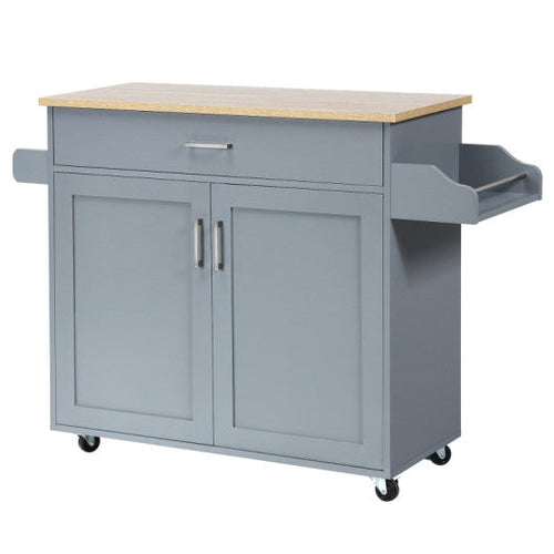 Load image into Gallery viewer, Rolling Kitchen Island Cart with Towel and Spice Rack-Gray
