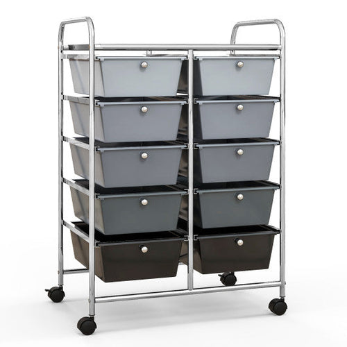 Load image into Gallery viewer, 10-Drawer Rolling Storage Cart-Gray
