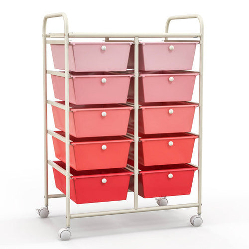 Load image into Gallery viewer, 10-Drawer Rolling Storage Cart-Gradient Pink
