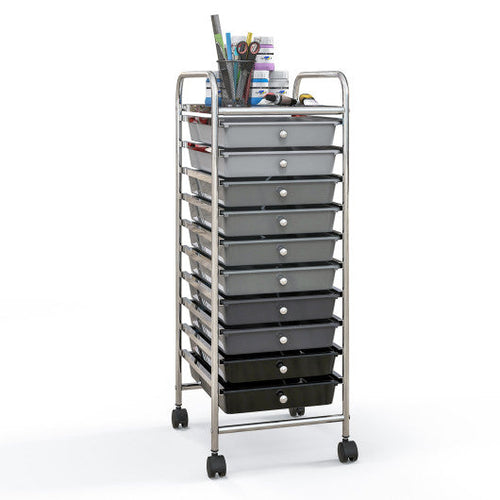 Load image into Gallery viewer, 10 Drawer Rolling Storage Cart Organizer with 4 Universal Casters-Gradient Gray
