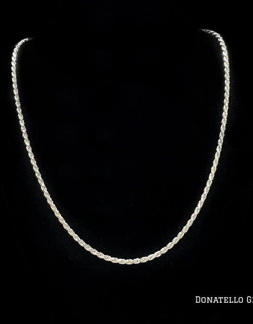 Load image into Gallery viewer, Sterling Silver 925 Diamond Cut Rope Chain 2MM, 16"-24", Braided Twisted Link Chain Necklace, Italian Made Sterling Silver 925 Unisex Chain by Donatello Gian
