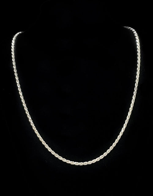 Load image into Gallery viewer, Sterling Silver 925 Diamond Cut Rope Chain 3MM, 16"-24", Braided Twisted Link Chain Necklace, Italian Made Sterling Silver 925 Unisex Chain by Donatello Gian
