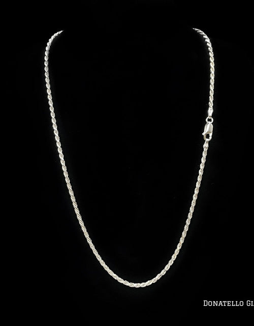 Load image into Gallery viewer, Sterling Silver 925 Diamond Cut Rope Chain 2MM, 16"-24", Braided Twisted Link Chain Necklace, Italian Made Sterling Silver 925 Unisex Chain by Donatello Gian
