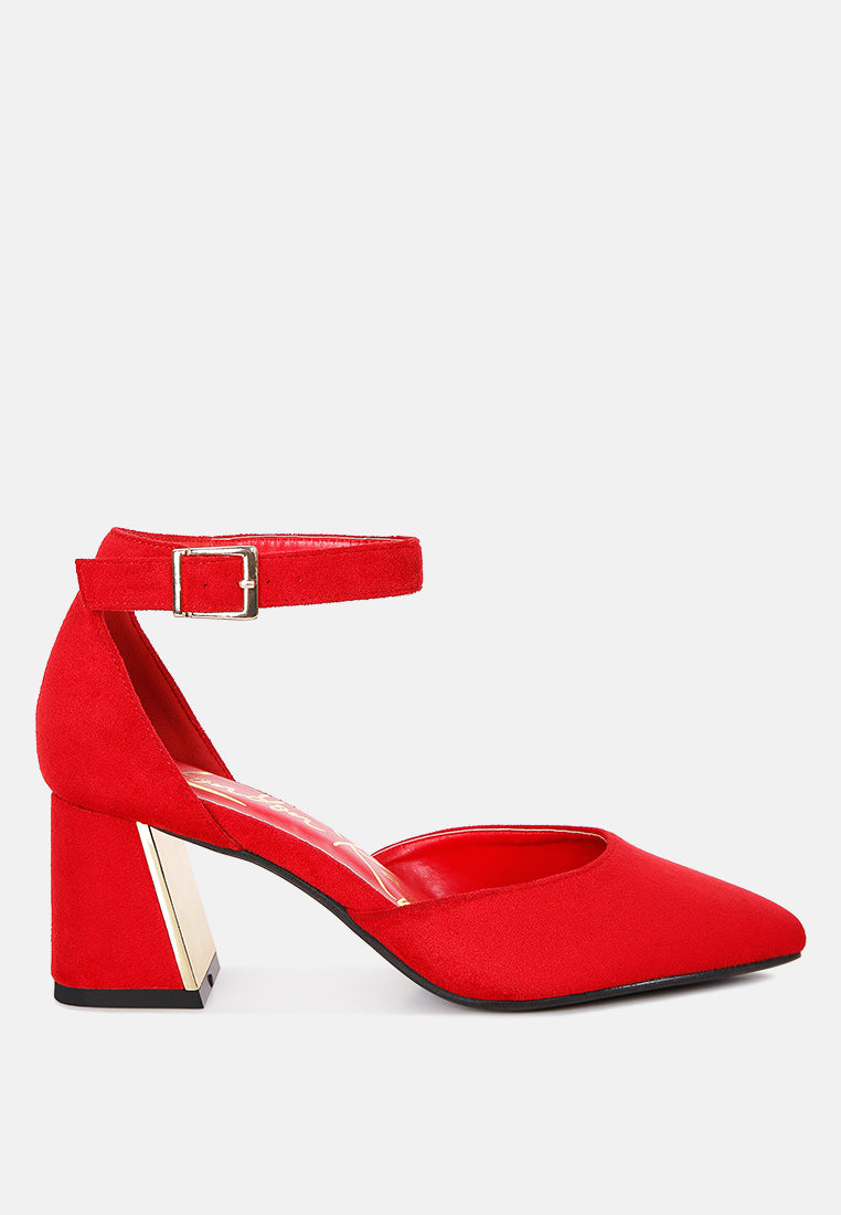 rory metallic sling detail block heel sandals by London Rag