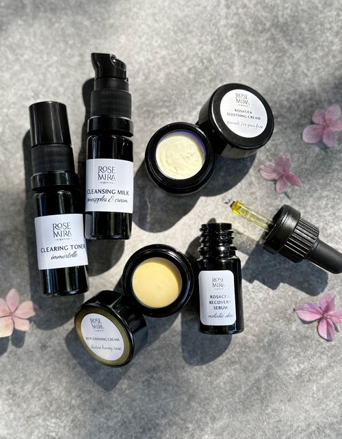 Load image into Gallery viewer, Rosacea Repair Mini Collection in Swiss Violet Glass by Rosemira
