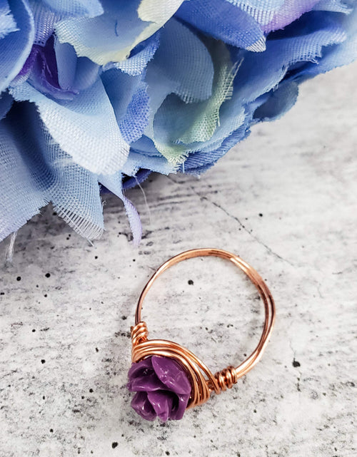 Load image into Gallery viewer, Rose Bead Wire Wrapped Ring by Salt and Sparkle
