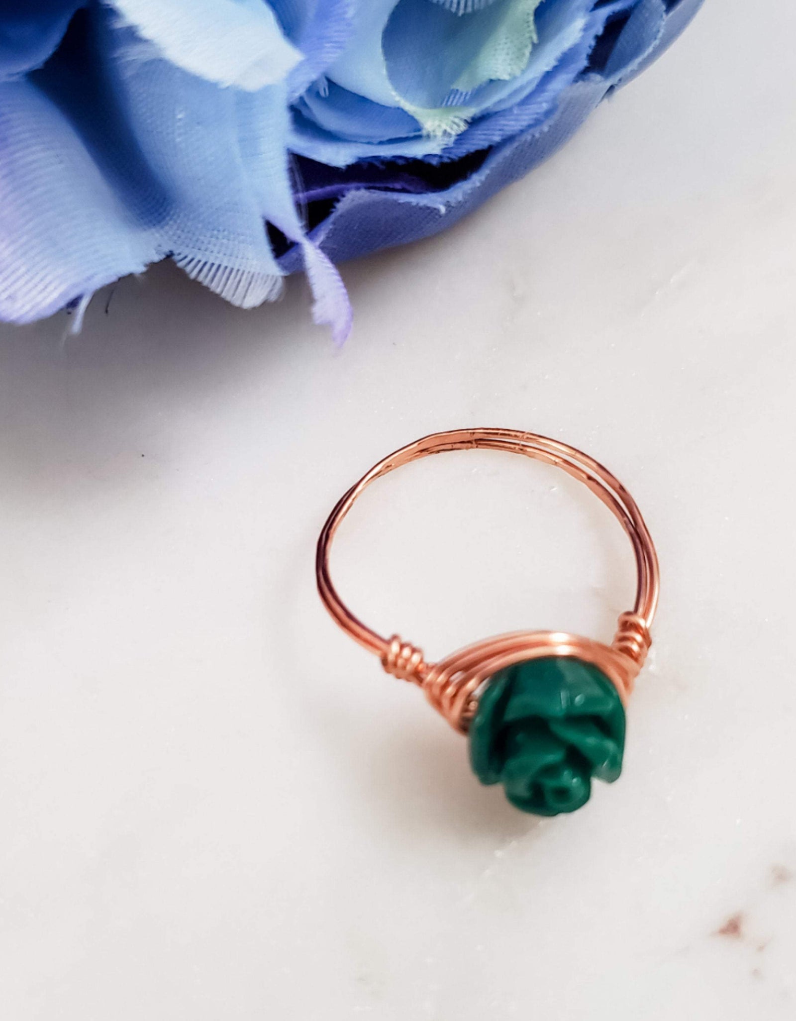 Rose Bead Wire Wrapped Ring by Salt and Sparkle