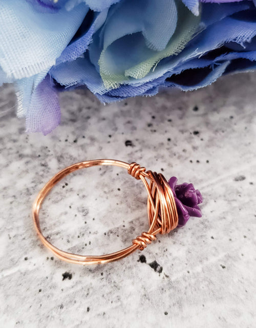 Load image into Gallery viewer, Rose Bead Wire Wrapped Ring by Salt and Sparkle
