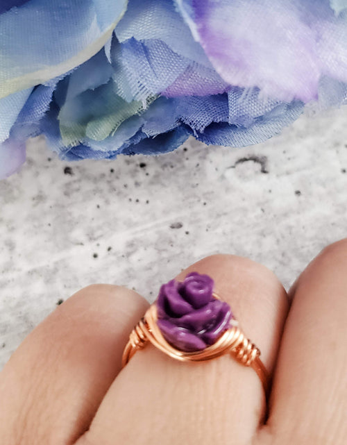 Load image into Gallery viewer, Rose Bead Wire Wrapped Ring by Salt and Sparkle
